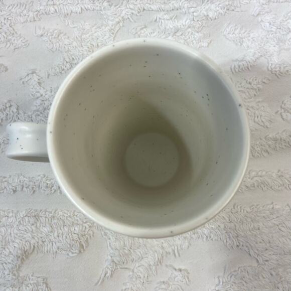 SHEFFIELD HOME Mug "COURAGE" Flower Speckled 2 Tone Bone/Yellow Ceramic 16oz - Picture 3 of 6